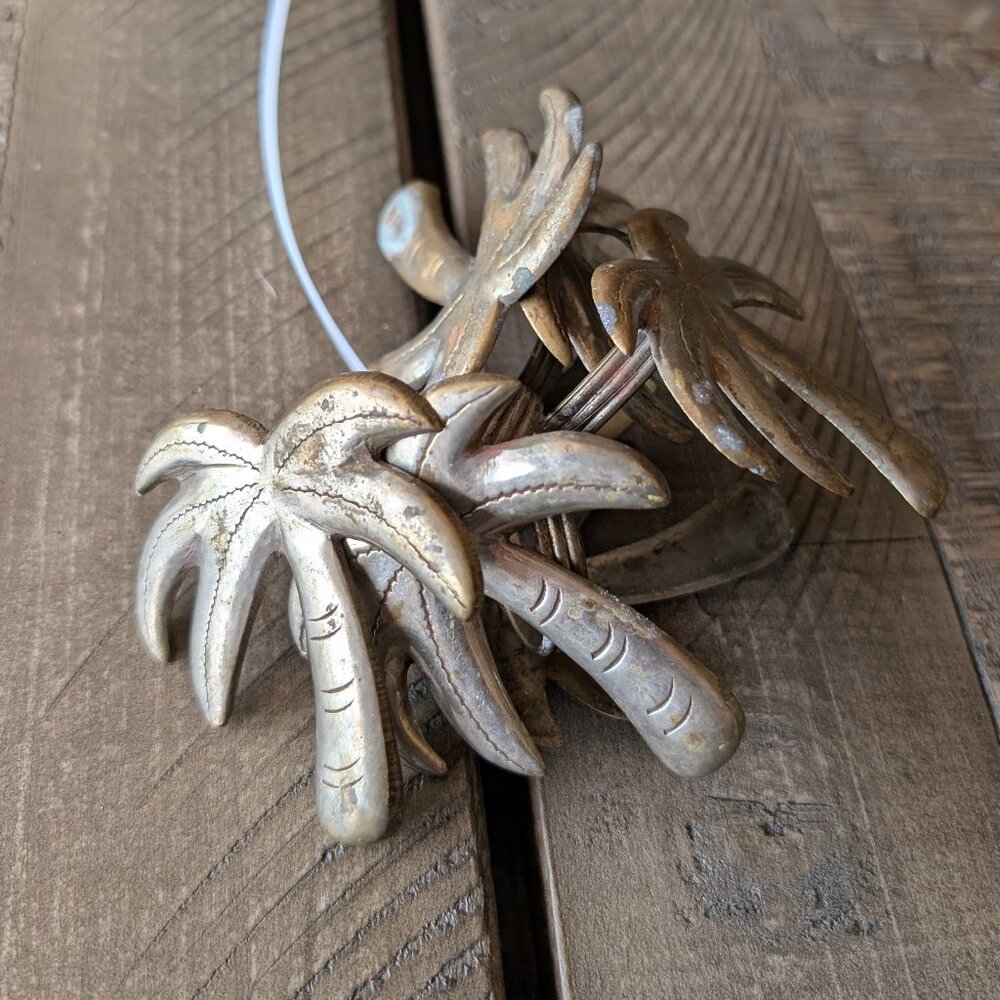 Lot of 6 Silver Palm Tree Tropical Napkin Ring Holders